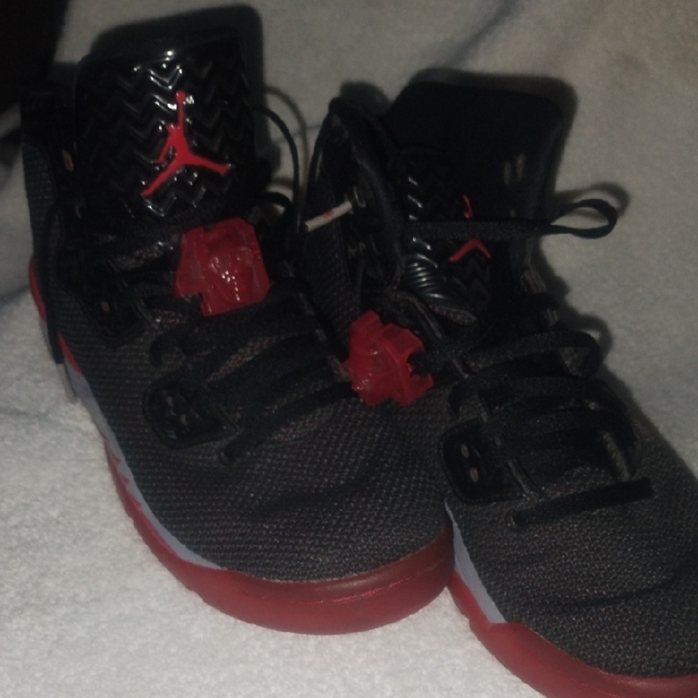 Jordan Black and Red High-Top Sneakers